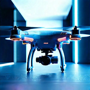 Drone With Streaming Content With Blue Drone