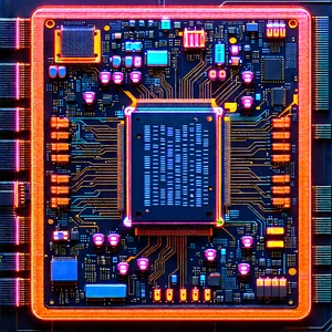 Circuit board with neon accents