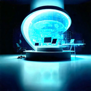 Futuristic Digital Workspace With Futuristic Office