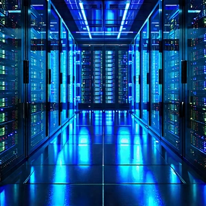 Server rack with blue light (glow:1.3)