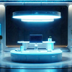 Futuristic tech startup office