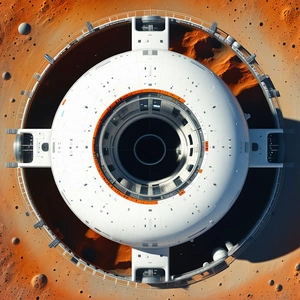 A Large, White, Circular Structure With A Black Hole In The Center