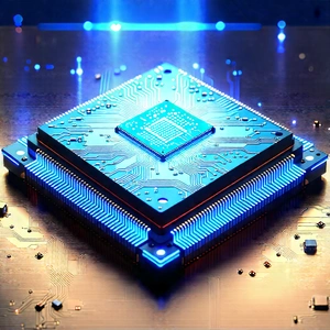 Microchip with blue light (glow:1.43)