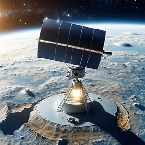 A Large Satellite Dish On A White Platform, Which Is Situated On A Rocky Surface