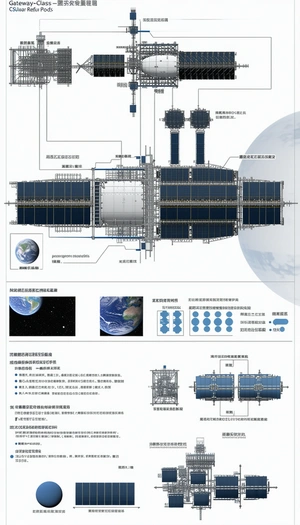 The Image Is A Diagram Of A Space Station, Showing The Various Components And Their Functions