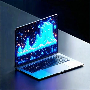 Laptop With Data Visualization With Laptop Computer