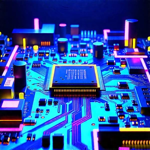 Circuit board with neon accents