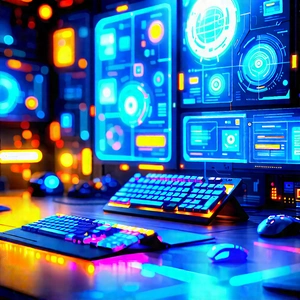 Futuristic tech startup office