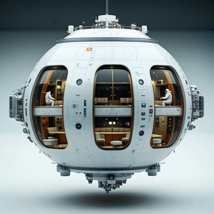 A Large, White, Round Spacecraft With A Hollow Interior