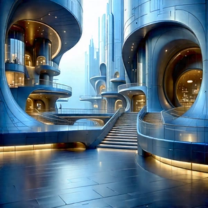 Futuristic Innovation Hub With Image, There