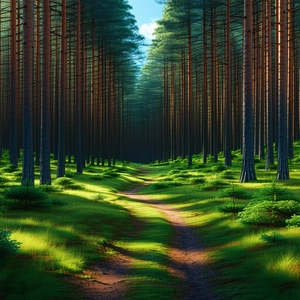 Nature Concept Art: Path through pine forest