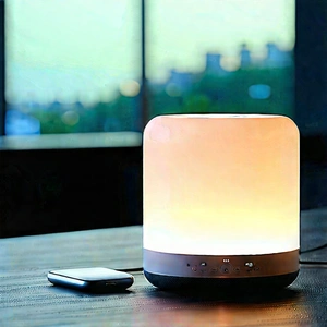 Smart Home Device With Glowing Screen With Small White