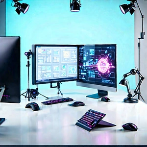 Educational Technology In (design:1.28) Studio With Desk Computer