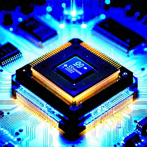 Microchip with blue light glow
