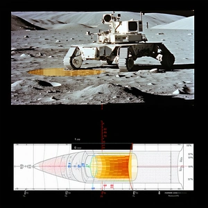A Large Rocket On A Rocky Surface, Possibly A Moon Or A Planet