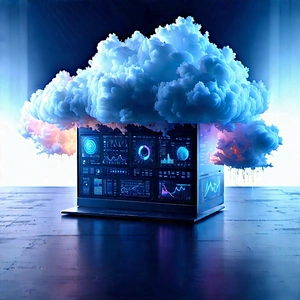 Cloud Computing Visualization With Computer Monitor