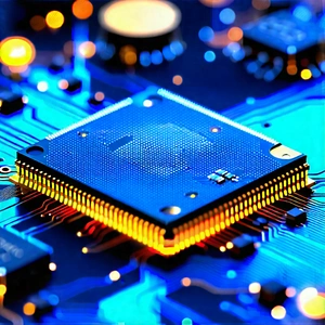 Close-up Of Electronic Circuit With Close-up Computer
