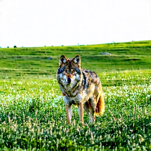 Nature Unreal Engine: Wolf in prairie grassland