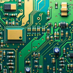 Tech Gouache Painting: Close-up of electronic circuit