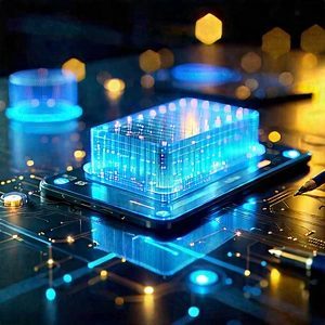 Healthcare Technology In Tech Office With Blue Sitting