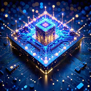 Blockchain Network Visualization With Futuristic, Blue