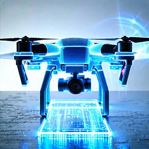 Drone With Holographic Display With Blue Drone