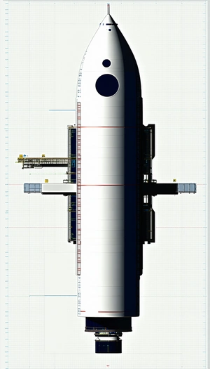 A Large White Space Shuttle Is Shown In A Blueprint Drawing