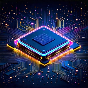 Microchip with neon accents
