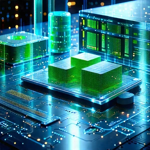 Financial Technology In Manufacturing Facility With Futuristic Cityscape