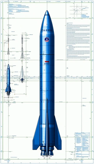 A Blue Rocket Is Shown In A Diagram, With A Smaller Rocket Next To It