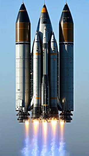 A Rocket Is Shown In A Close-up View, With Its Two Main Engines Visible