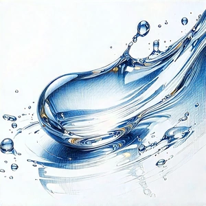 Abstract Pencil Sketch: Macro View Of Liquid Interface With Blue White