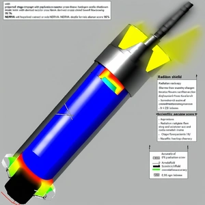 A Blue And Yellow Rocket Is Shown In A Diagram, With A Yellow Light At The Front