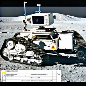 A White Robotic Vehicle, Possibly A Rover, Parked On A Rocky Surface