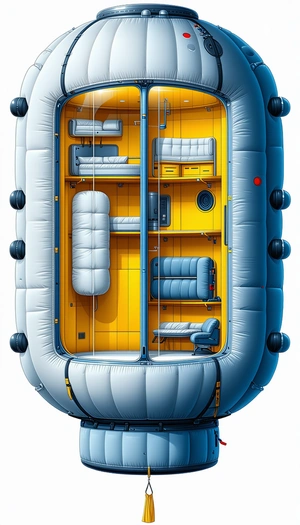 A Large, Colorful, And Well-furnished Spacecraft Is Shown In A Cartoon-like Style