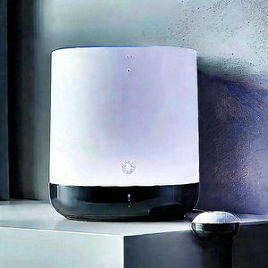 Smart Home Device With Digital Artwork With White Black