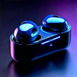 Wireless Earbuds With Data Visualization With Pair Blue