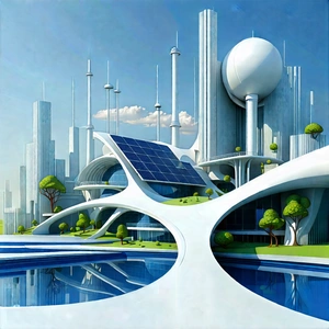 Innovative Renewable Energy (design:1.13) With Futuristic Cityscape