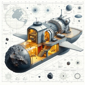 large spacecraft shown detailed drawing