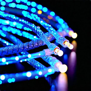 Close-up Of Fiber Optic Cables With Close-up Blue