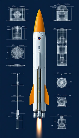 A Large Rocket Ship Is Shown In A Series Of Diagrams, With Each Part Labeled