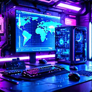 Futuristic digital workspace