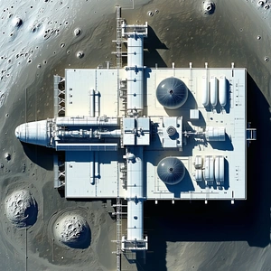 A Large White Structure Is Located In The Middle Of A Dark