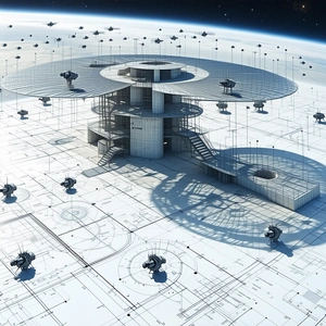 In The Image, There Is A Large, Futuristic Building With A Dome-shaped Roof