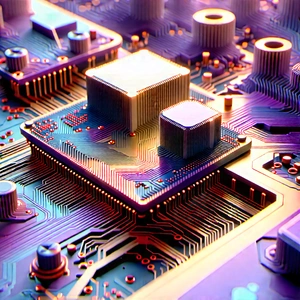 Close-up Of Electronic Circuit With Close-up Computer