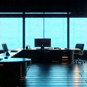 Futuristic tech startup office