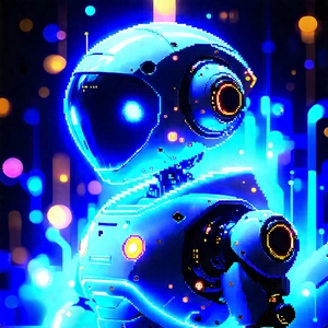 Robot with blue light glow