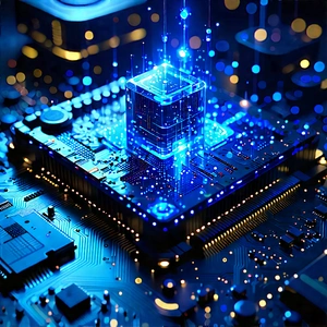 Quantum Computer With Digital Particles With Computer Chip