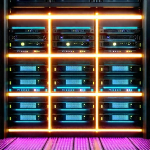 Server Rack With Neon Accents With Image, There