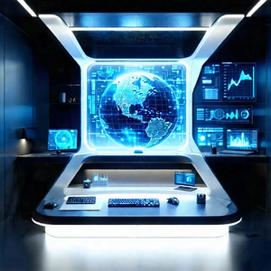 Futuristic tech startup office